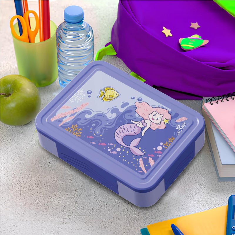 PEARL Kids Large Plastic Bento Lunch Box - Mermaid Design, BPA-Free, Leakproof, Spacious Lunch Container for Kids - Image 4