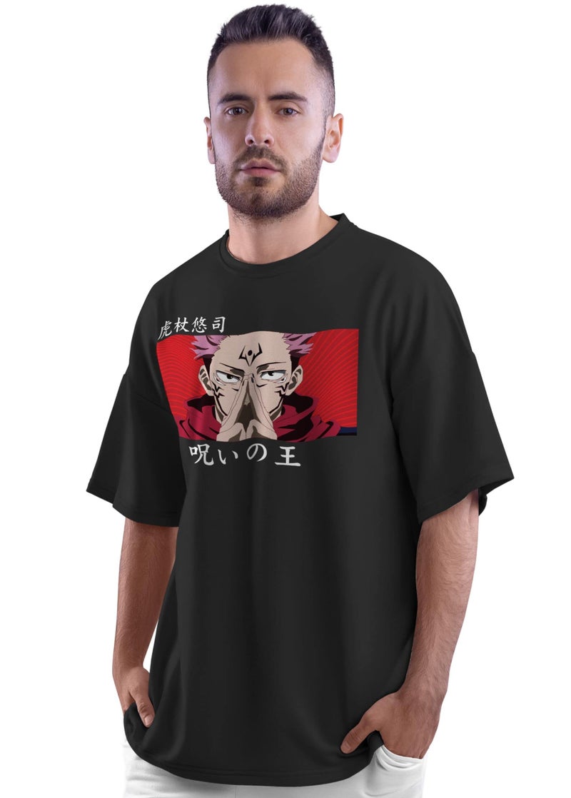 crazymonk Jujutsu Kaisen Ryomen Sukuna Anime Oversized T-Shirt - Black, M - Image 2