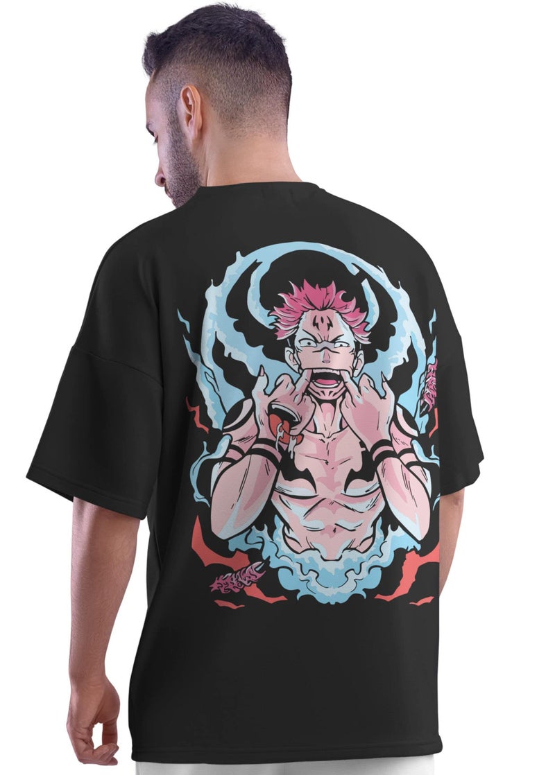 crazymonk Jujutsu Kaisen Ryomen Sukuna Anime Oversized T-Shirt - Black, M - Image 4