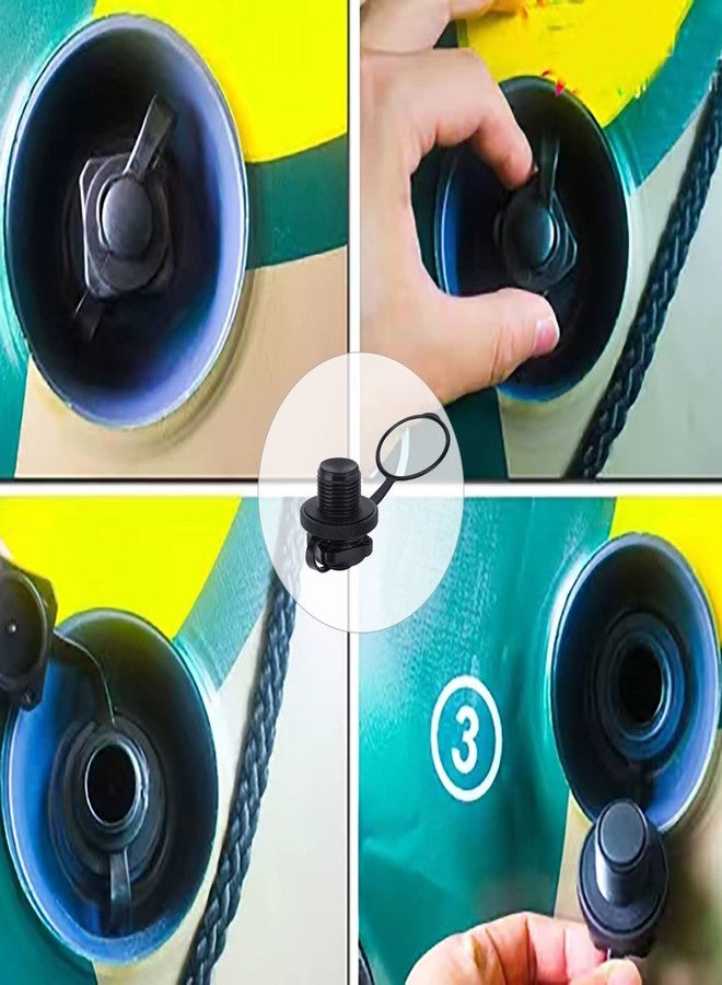 Flylin 4Pcs Inflatable Boat Air Valve, Boat Spiral Air Plugs Black One-Way Inflation Replacement Screw, Plastic Tube Valve Replacement for Inflatable Raft Boat Kayak (22mm) - Image 4