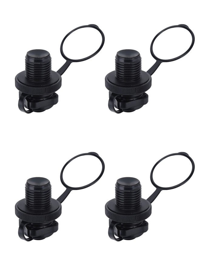 Flylin 4Pcs Inflatable Boat Air Valve, Boat Spiral Air Plugs Black One-Way Inflation Replacement Screw, Plastic Tube Valve Replacement for Inflatable Raft Boat Kayak (22mm) - Image 1