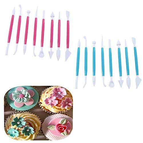 Simxen Package of 8 with 16 Different Shapes Exclusive Modeling Set for Fondant Gum Paste Sugar Craft and Cake Decoration Clay Modelling Tools Set Random Colour - Image 2