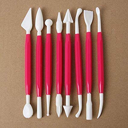 Simxen Package of 8 with 16 Different Shapes Exclusive Modeling Set for Fondant Gum Paste Sugar Craft and Cake Decoration Clay Modelling Tools Set Random Colour - Image 1