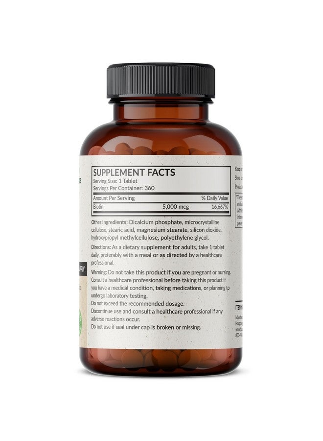Futurebiotics Biotin 5000 MCG Supports Healthy Hair, Skin, Nails & Energy Production Non-GMO, 360 Vegetarian Tablets (1 Year Supply) - Image 2