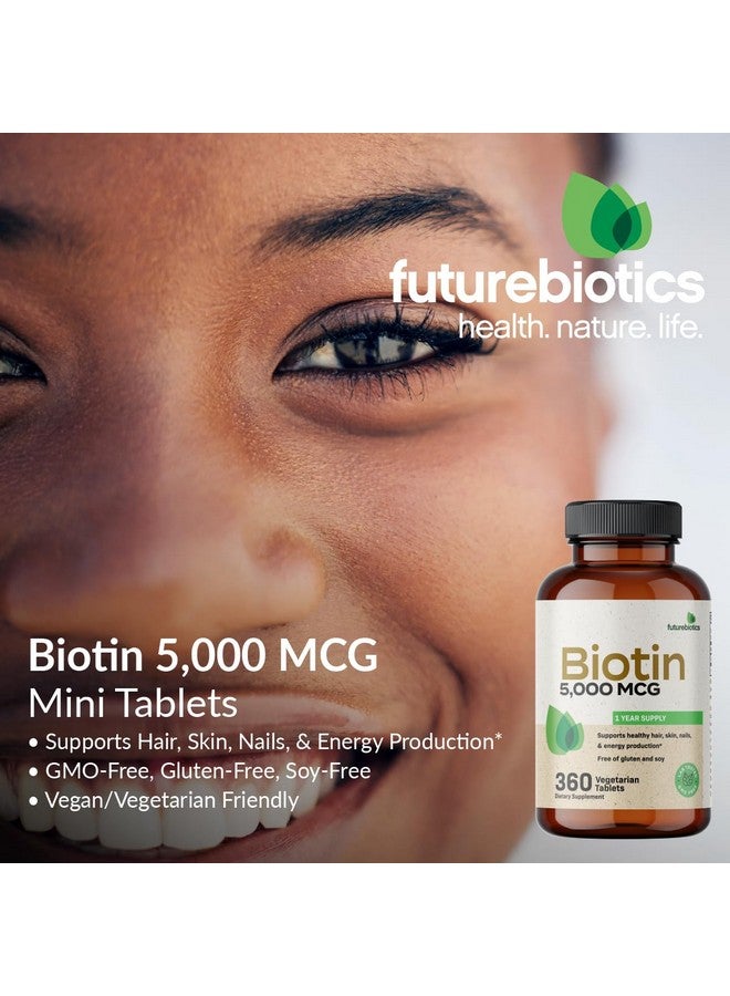 Futurebiotics Biotin 5000 MCG Supports Healthy Hair, Skin, Nails & Energy Production Non-GMO, 360 Vegetarian Tablets (1 Year Supply) - Image 4