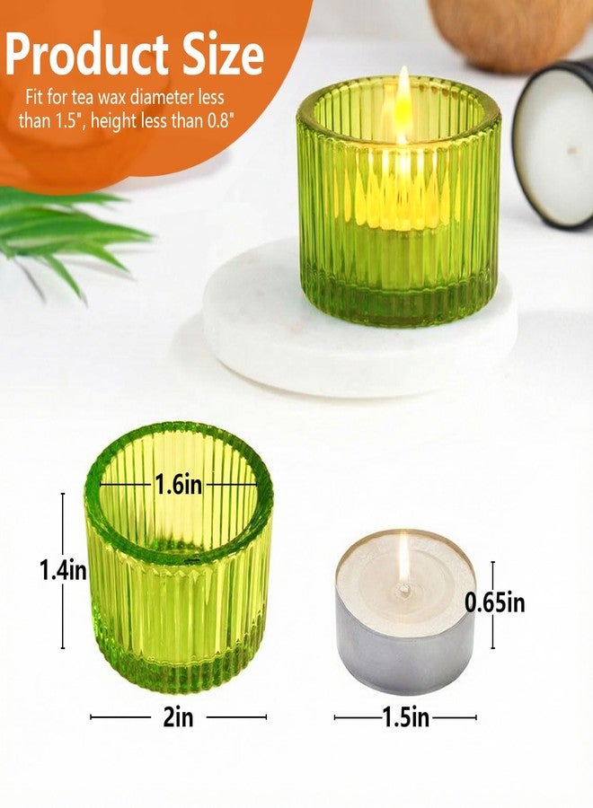 JOYIT Green Votive Candle Holders Bulk Set of 6, Tealight Candle Holder for Wedding Table Centerpiece, Glass Small Candle Holders for Birthday Party, Valentine's Day, Home Decor (2''X 1.4'') - Image 2