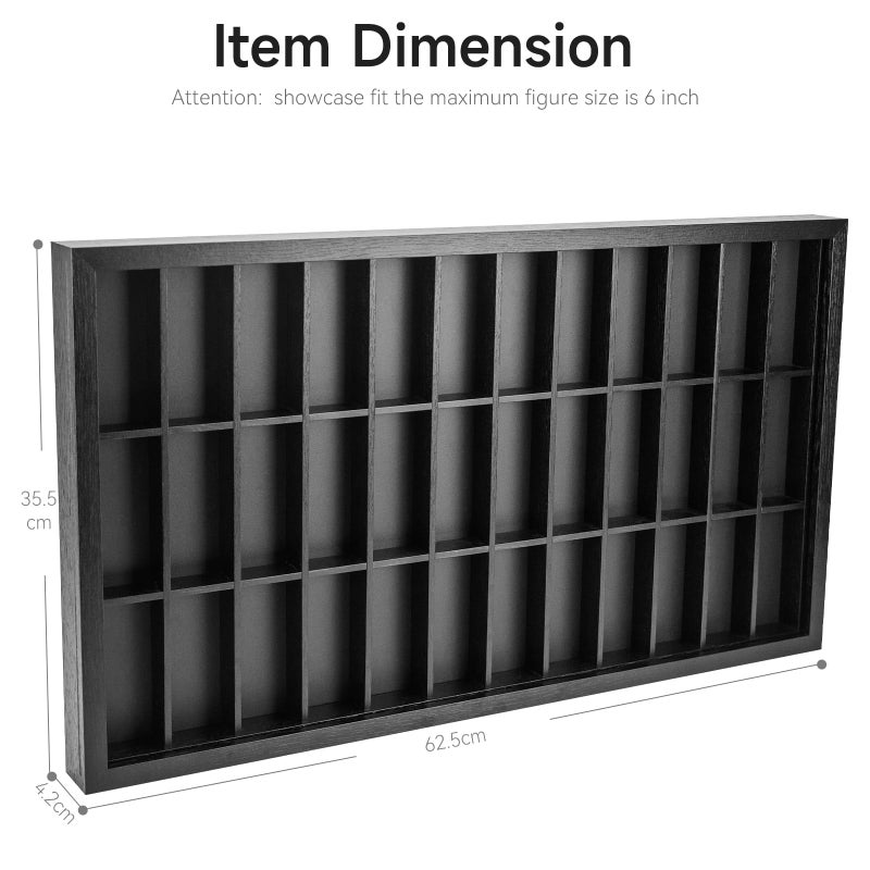 DisplayMore Wooden Display Case for 3.75 inch Action Figures, Wall Mounted 36 Compartments Collectors Showcase,Fit for 1/18 Scale Star Wars / GI Joe / Marvel Action Figure Toy Black - Image 2