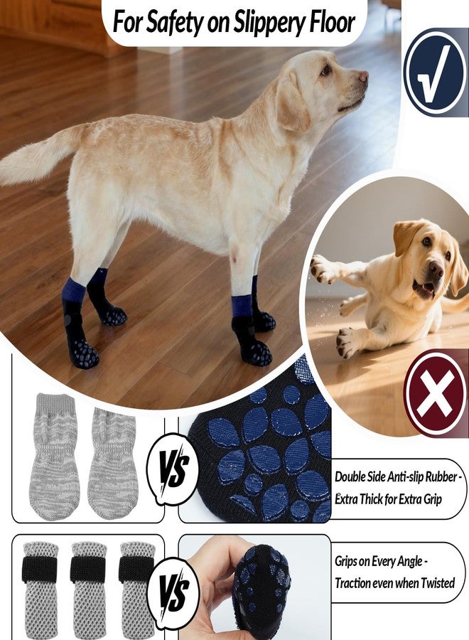 ROZKITCH 2 Pairs Small Dog Socks, Soft Paw Protectors Dog Stop Licking Paws Anti Slip Socks Bandages for Paws Winter Warm Paw Covers to Stop Licking Pomeranian, Miniature Dachshund, Maltese Blue S - Image 4