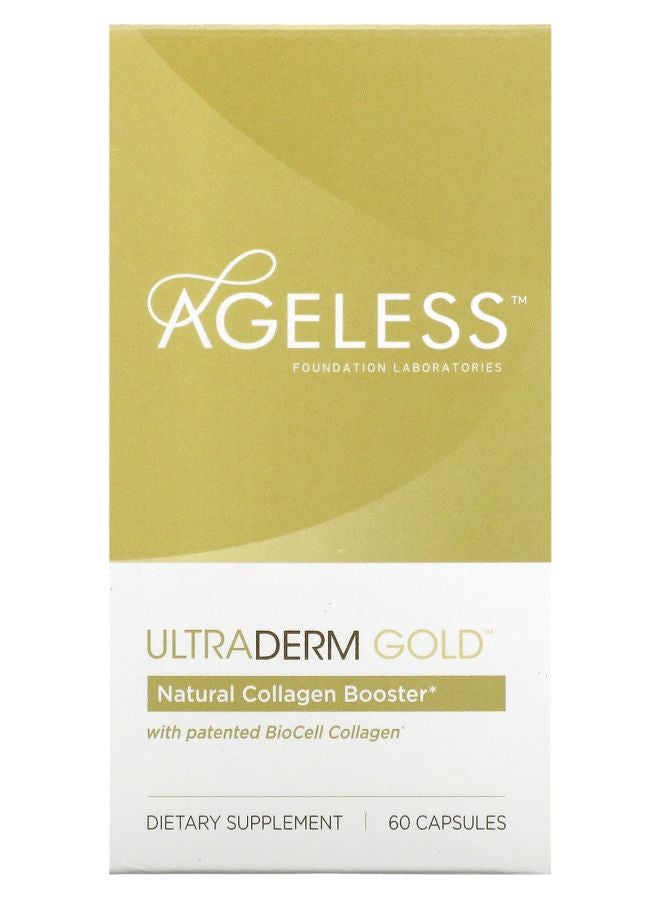Ageless Foundation Laboratories UltraDerm Gold Natural Collagen Booster with Patented BioCell Collagen 60 Capsules 