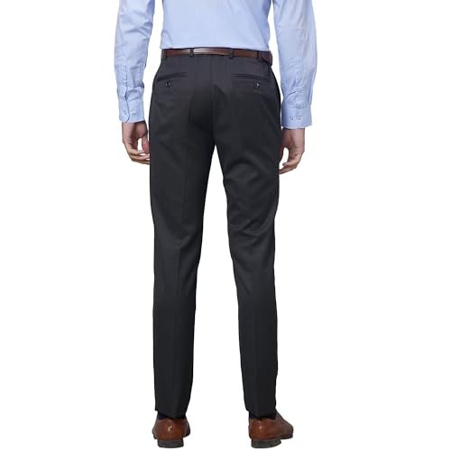 Raymond Men's Slim Fit Formal Trousers, Poly-Viscose Lycra Blend, Solid Pattern | Dark Grey - Image 4