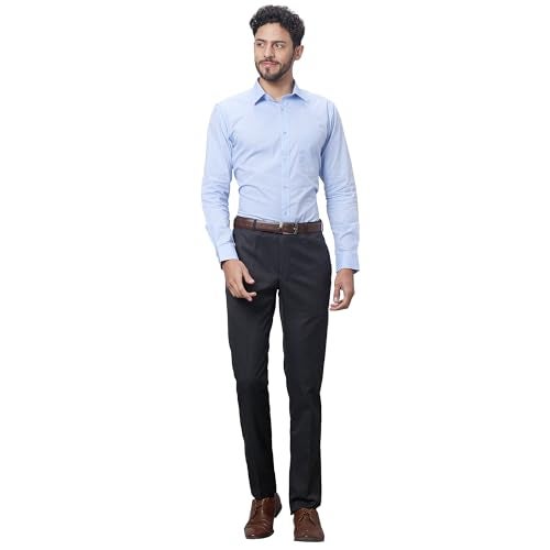Raymond Men's Slim Fit Formal Trousers, Poly-Viscose Lycra Blend, Solid Pattern | Dark Grey - Image 5