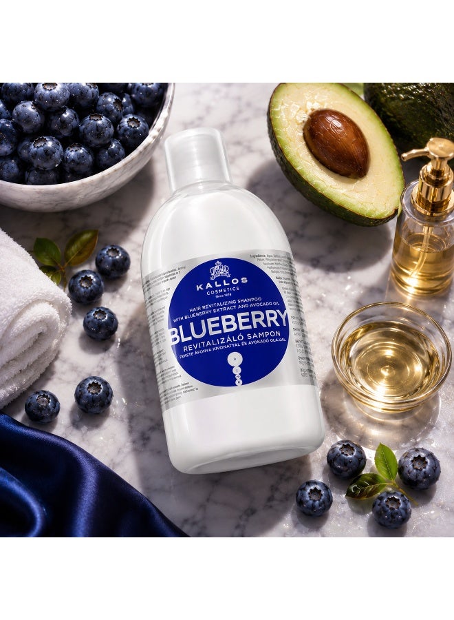 Kallos Blueberry Revitalizing Shampoo with Blueberry Extract & Avocado Oil, Hair Revitalizing and Nourishing Formula, Professional Hair Care for Dry & Dull Hair, 1000ml - Image 4