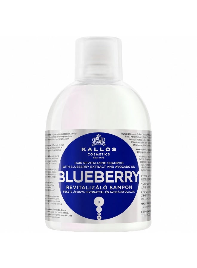 Kallos Blueberry Revitalizing Shampoo with Blueberry Extract & Avocado Oil, Hair Revitalizing and Nourishing Formula, Professional Hair Care for Dry & Dull Hair, 1000ml - Image 1