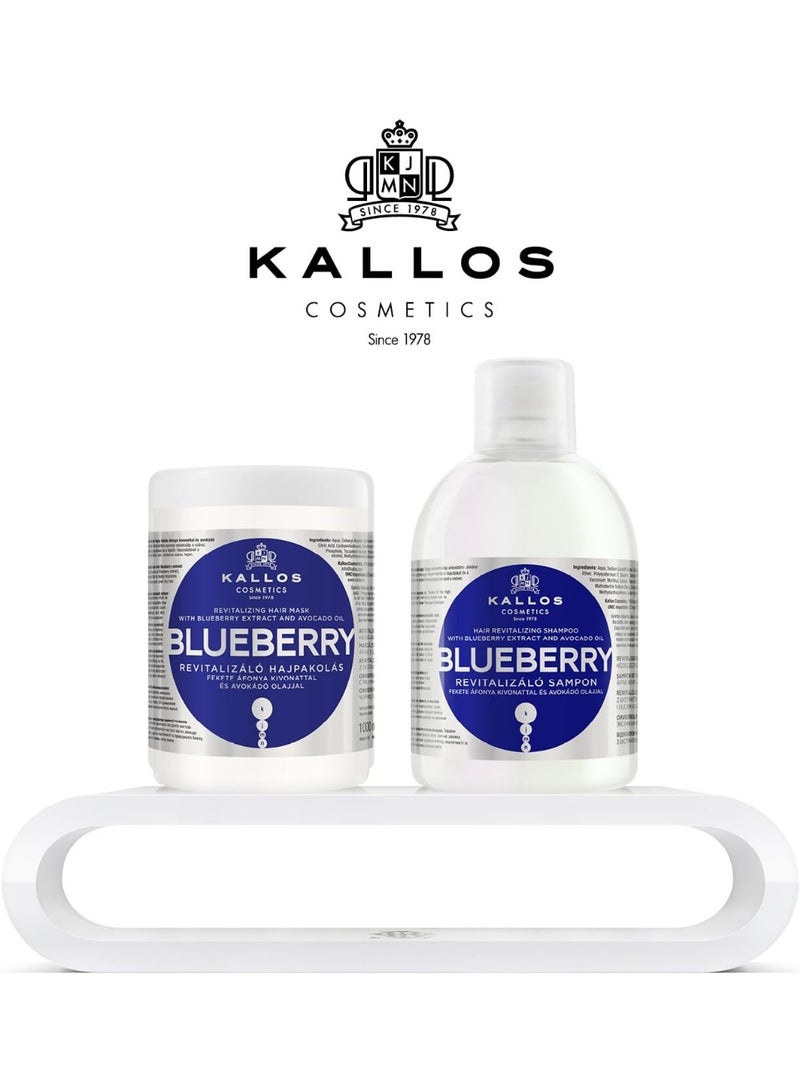 Kallos Blueberry Revitalizing Shampoo with Blueberry Extract & Avocado Oil, Hair Revitalizing and Nourishing Formula, Professional Hair Care for Dry & Dull Hair, 1000ml - Image 5