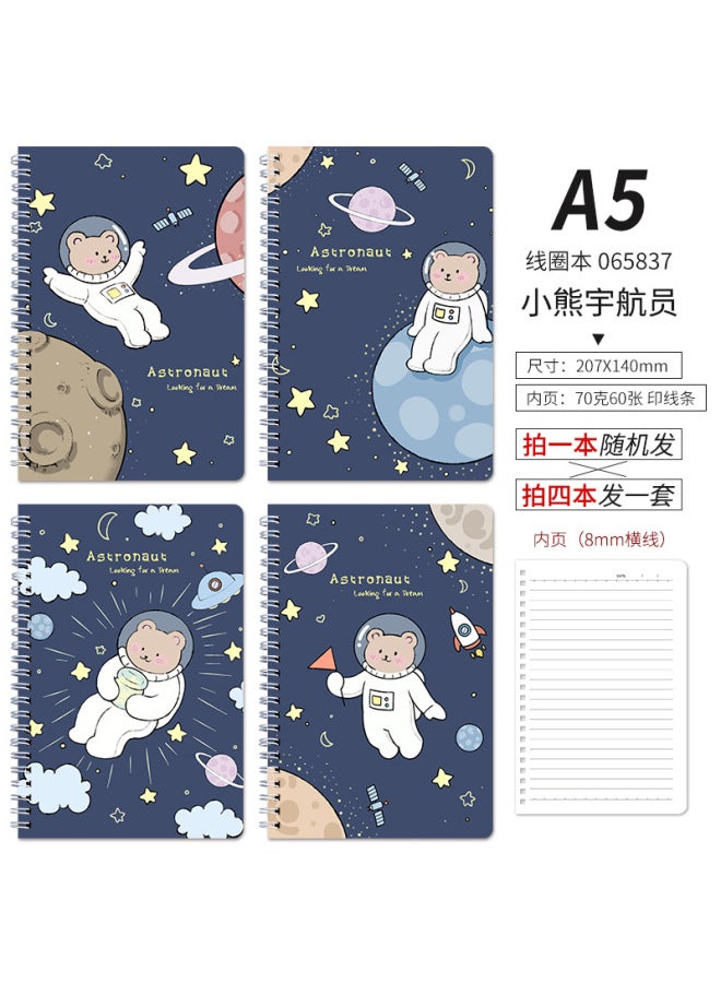 HELPS Cartoon Coil Book Cute Creative A5 Loose-leaf Notebook Stationery High-looking Student Horizontal Diary Book - Image 1