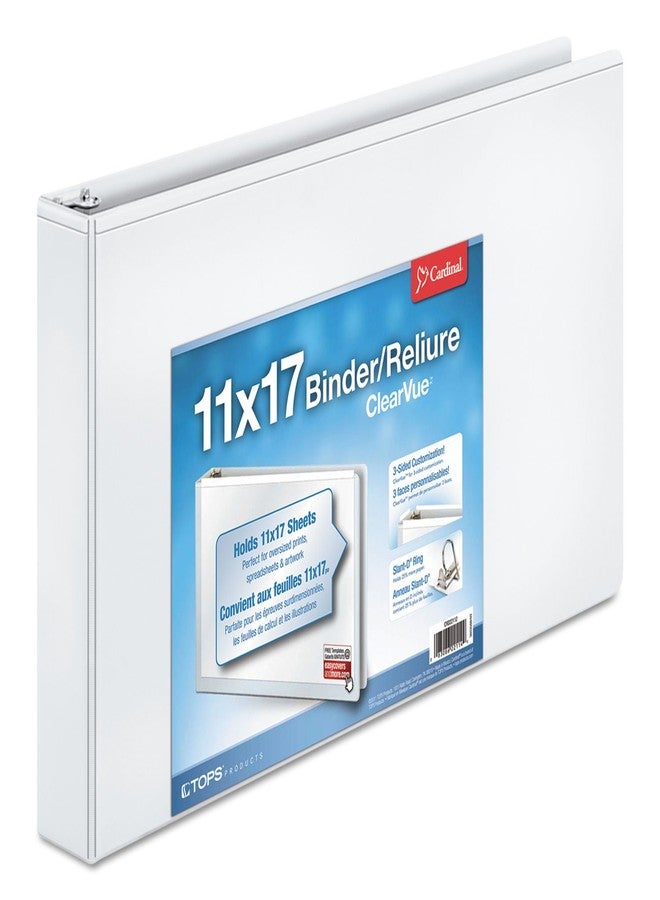 Cardinal 22122 11 x 17 ClearVue Slant-D Ring Binder 1 1/2-Inch Cap White - Image 1