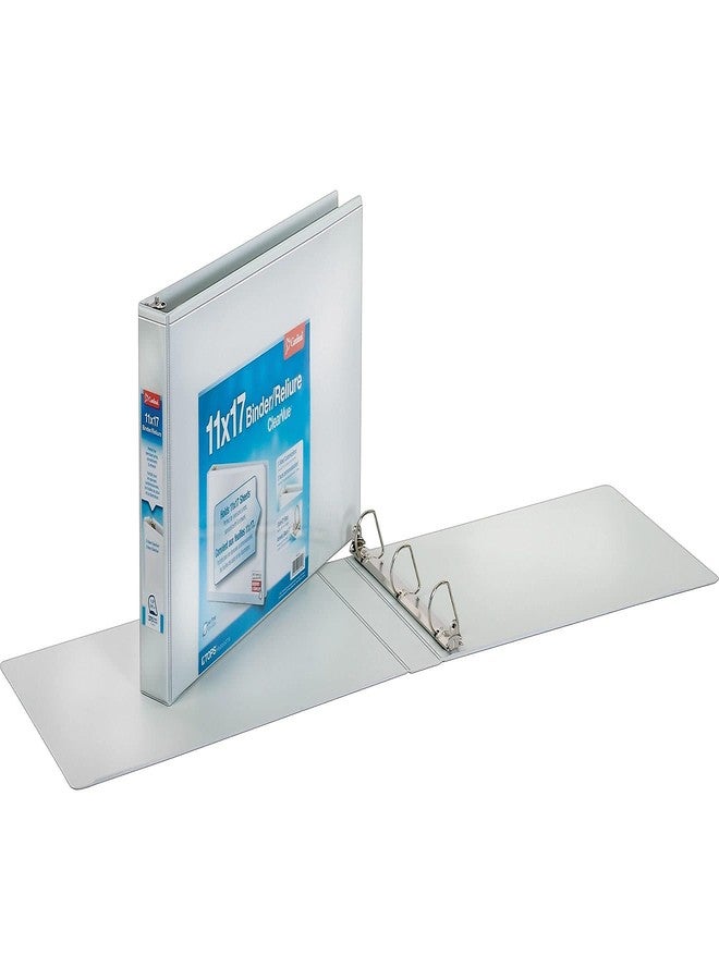 Cardinal 22122 11 x 17 ClearVue Slant-D Ring Binder 1 1/2-Inch Cap White - Image 2