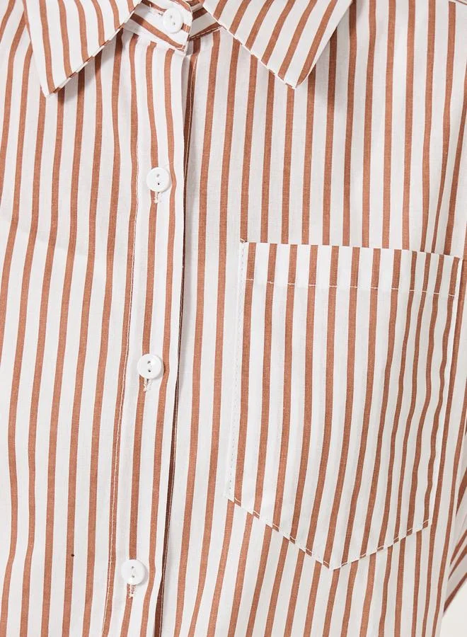 Styli Styli Oversized Striped Collared Long Sleeves Shirt