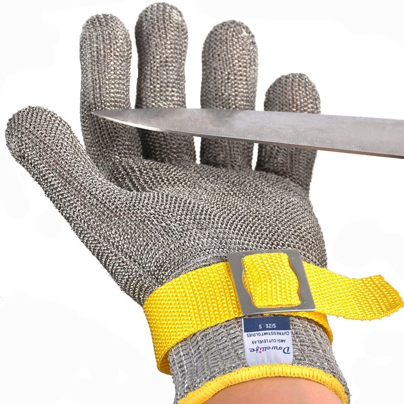 Dowellife ANSI A9 Cut Resistant Glove Food Grade, Stainless Steel Mesh Metal Knife Cutting Glove for Butcher Oyster Shucking Kitchen Mandoline Chef Slicing Fish Fillet (Medium) - Image 1