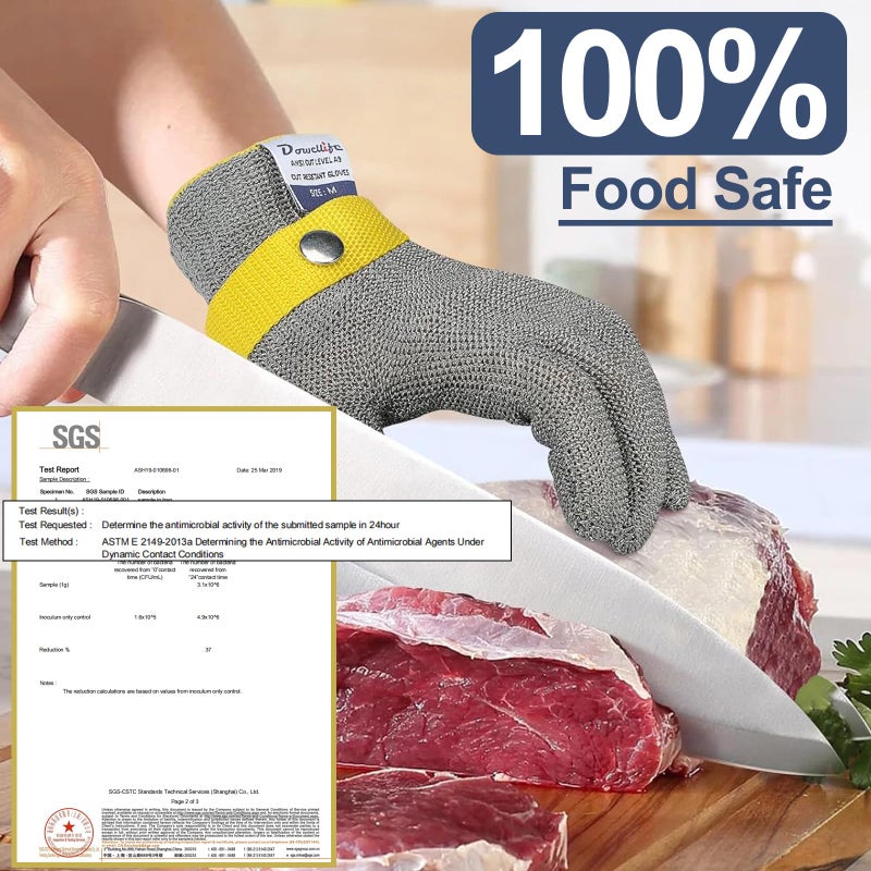 Dowellife ANSI A9 Cut Resistant Glove Food Grade, Stainless Steel Mesh Metal Knife Cutting Glove for Butcher Oyster Shucking Kitchen Mandoline Chef Slicing Fish Fillet (Medium) - Image 4