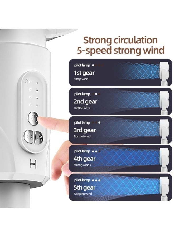 Denx Portable Oscillating Rechargeable Fan with Remote Control, Timer, Light Mist Function, 5 Adjustable Speeds, Foldable Small Floor & Desk Fan, Pedestal Fan for Bedroom, Office, Camping, Travel - Image 4