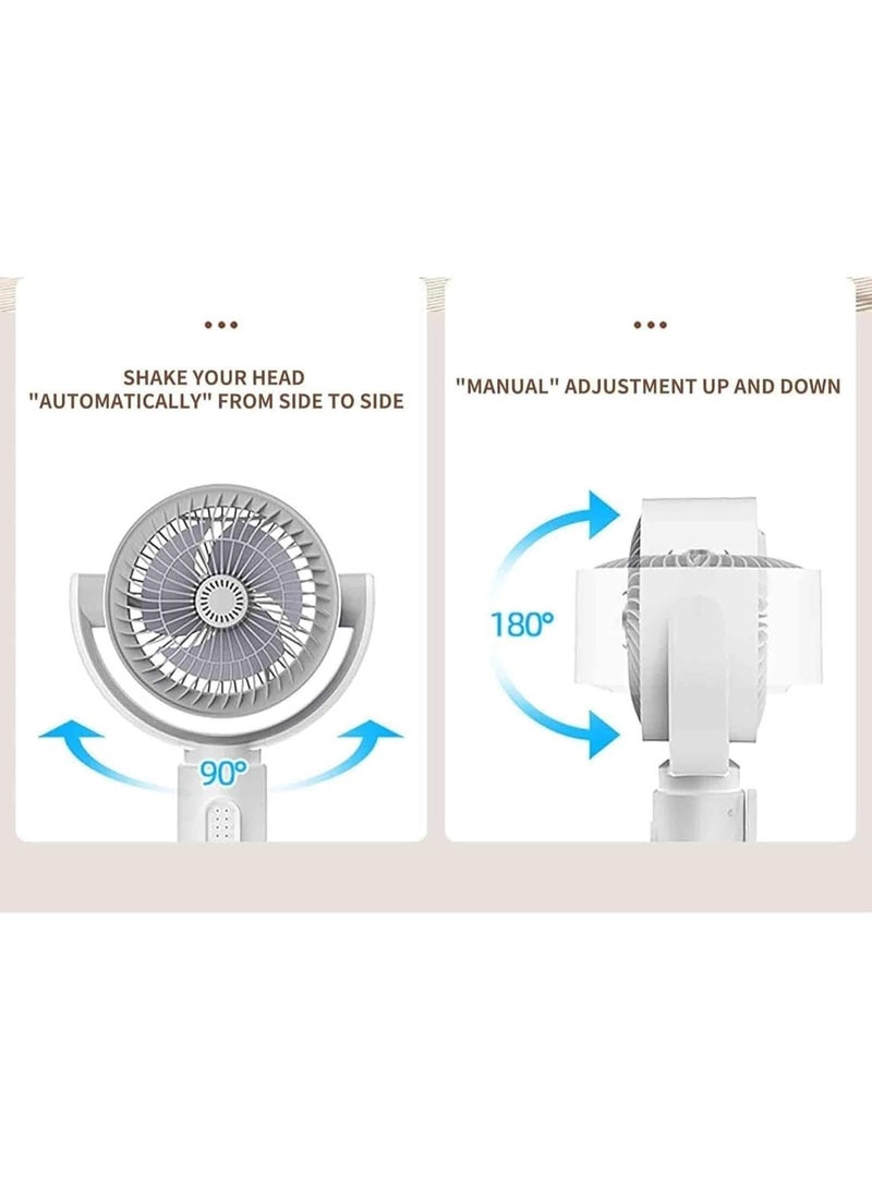 Denx Portable Oscillating Rechargeable Fan with Remote Control, Timer, Light Mist Function, 5 Adjustable Speeds, Foldable Small Floor & Desk Fan, Pedestal Fan for Bedroom, Office, Camping, Travel - Image 5