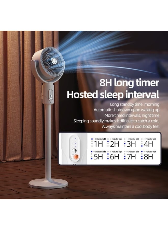 Denx Portable Oscillating Rechargeable Fan with Remote Control, Timer, Light Mist Function, 5 Adjustable Speeds, Foldable Small Floor & Desk Fan, Pedestal Fan for Bedroom, Office, Camping, Travel - Image 3