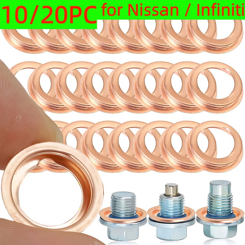 20 Pcs Engine Oil Drain Plug Gasket Crush Washer Copper Colored Rings For Nissan For Infiniti - Image 1