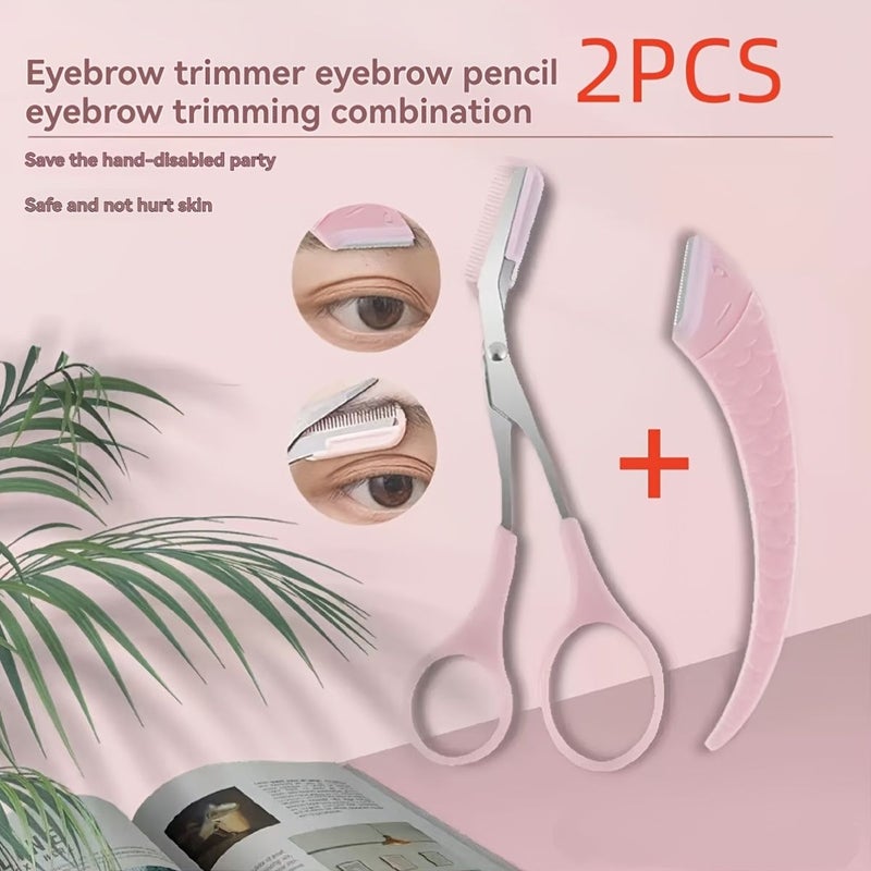 Stainless Steel Eyebrow Scissors With Comb Hypoallergenic Ergonomic Design For Men Women Precise Shaping Trimming Model A 2pcs - Image 4