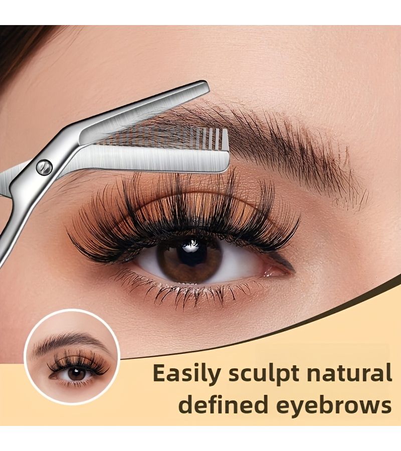 Stainless Steel Eyebrow Scissors With Comb Hypoallergenic Ergonomic Design For Men Women Precise Shaping Trimming Model A 2pcs - Image 3