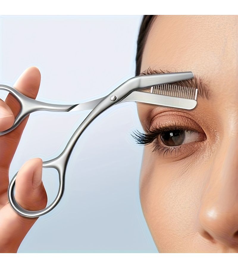 Stainless Steel Eyebrow Scissors With Comb Hypoallergenic Ergonomic Design For Men Women Precise Shaping Trimming Model A 2pcs - Image 1