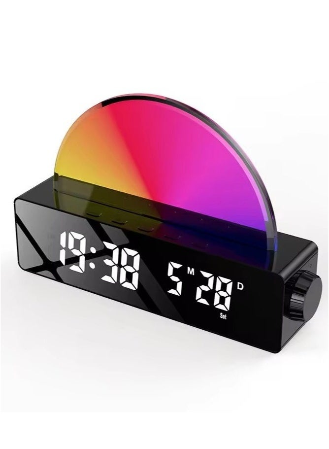 Bukela Digital Night Light Table Clock Sunset Wake Up Alarm Transparent Glass RGB Sunrise Clock - Image 1
