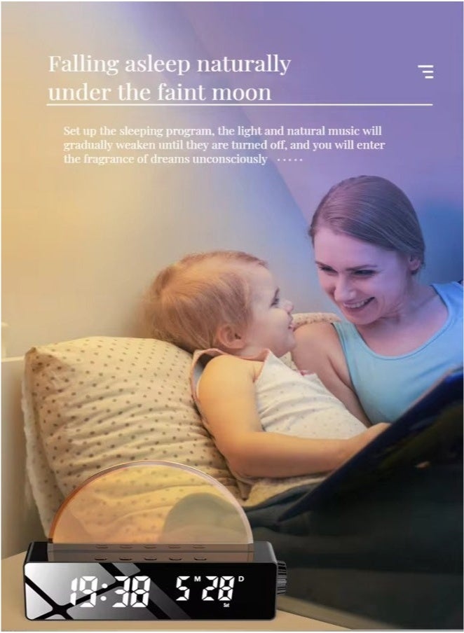 Bukela Digital Night Light Table Clock Sunset Wake Up Alarm Transparent Glass RGB Sunrise Clock - Image 5