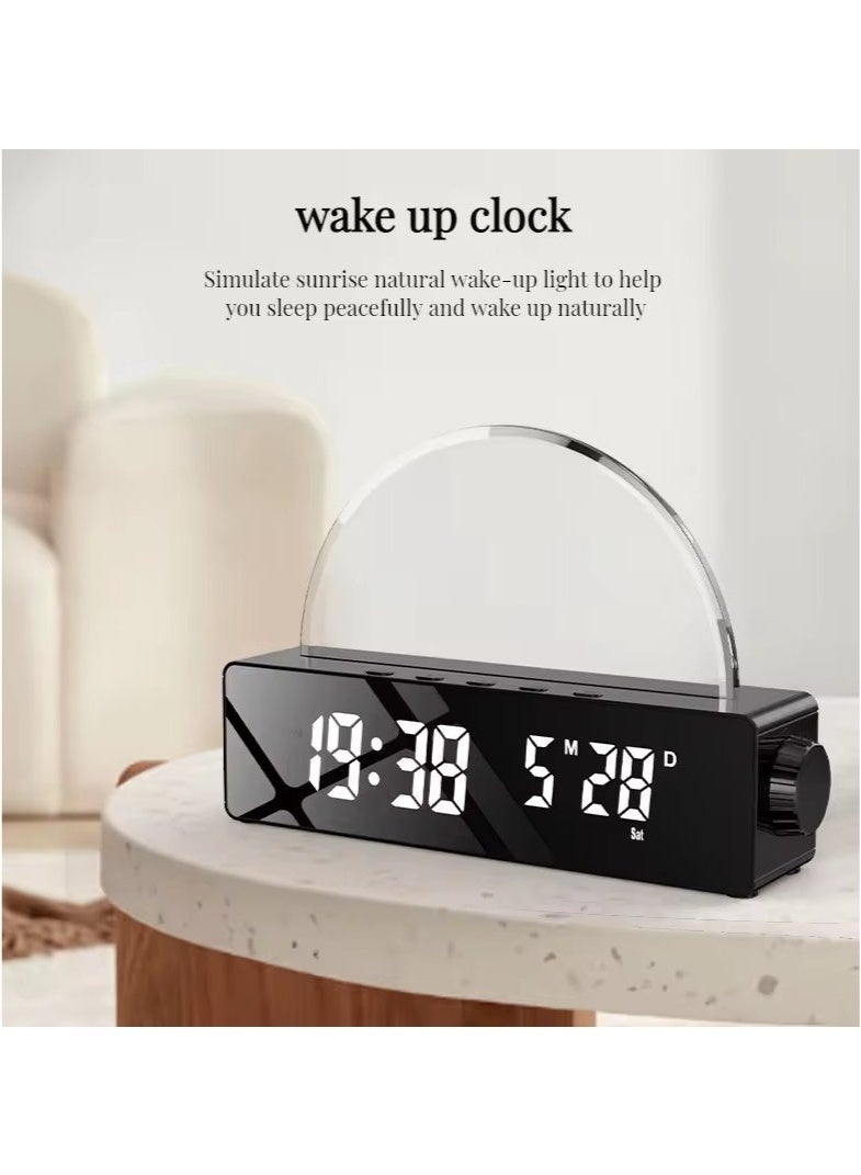 Bukela Digital Night Light Table Clock Sunset Wake Up Alarm Transparent Glass RGB Sunrise Clock - Image 3