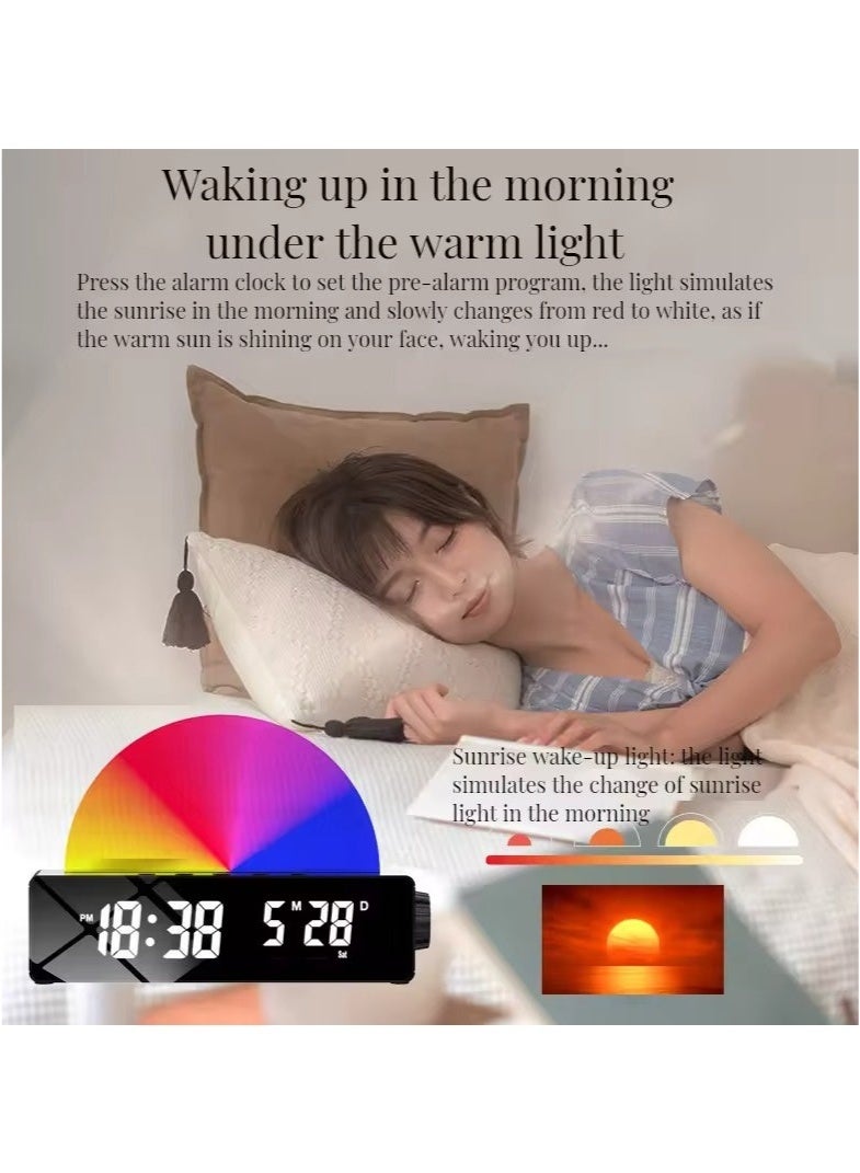Bukela Digital Night Light Table Clock Sunset Wake Up Alarm Transparent Glass RGB Sunrise Clock - Image 2