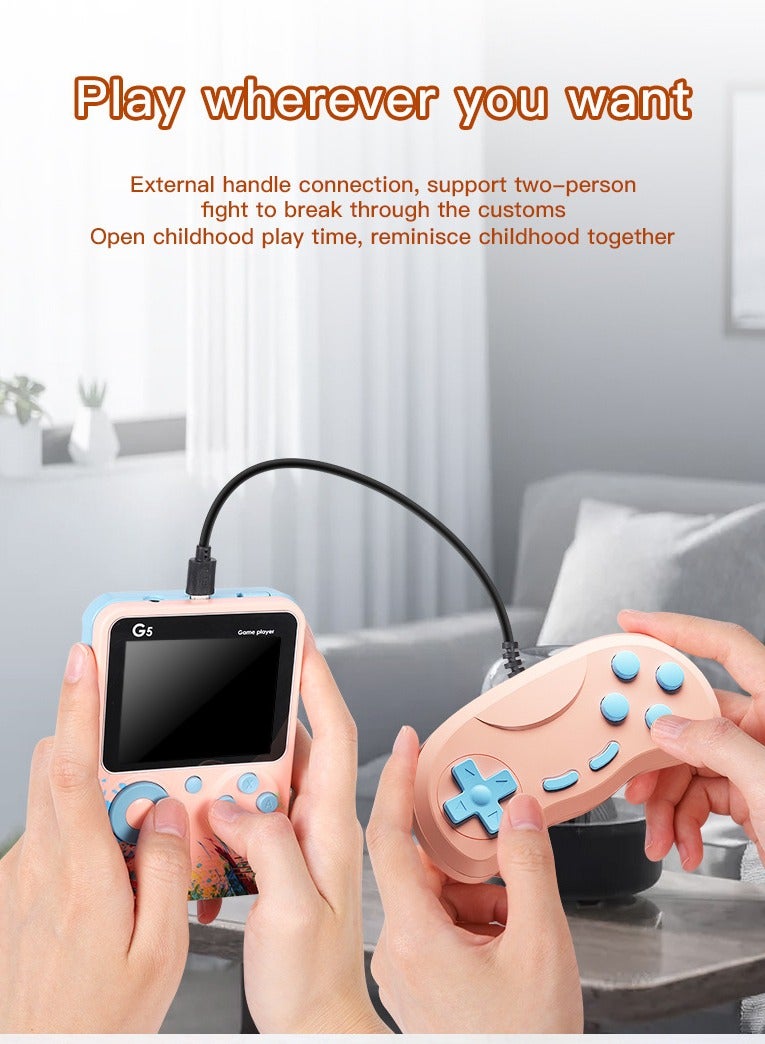Handheld Game Console, Portable Retro Video Game Console with 500 Classical FC Games, 3-Inch Screen, 1000mAh Rechargeable Battery Support for Connecting TV and Two People to Play Together (Lotus Pink) - Image 2