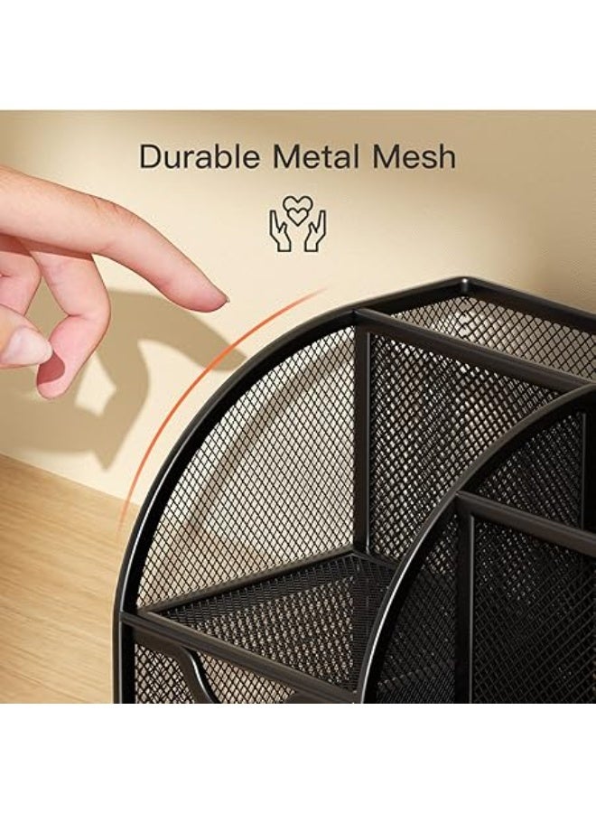 Pipishell منظم مكتب شبكي - حامل أقلام شبكي معدني متعدد الأقسام وتخزين الأدوات المكتبية للمكتب أو المنزل أو المدرسة - ملحق متين وجيد التهوية لمساحة العمل - Image 5