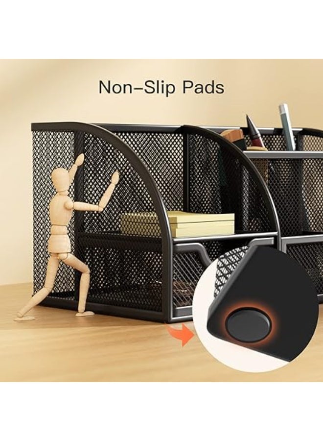 Pipishell منظم مكتب شبكي - حامل أقلام شبكي معدني متعدد الأقسام وتخزين الأدوات المكتبية للمكتب أو المنزل أو المدرسة - ملحق متين وجيد التهوية لمساحة العمل - Image 4