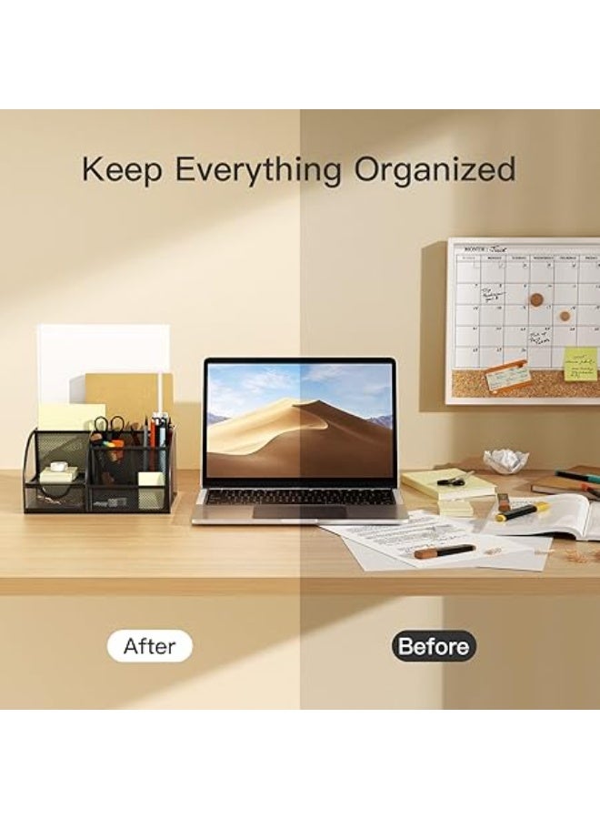 Pipishell منظم مكتب شبكي - حامل أقلام شبكي معدني متعدد الأقسام وتخزين الأدوات المكتبية للمكتب أو المنزل أو المدرسة - ملحق متين وجيد التهوية لمساحة العمل - Image 1