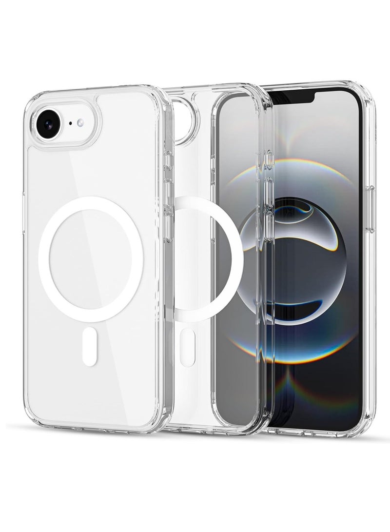 TIGER iPhone 16E Clear Magnetic Case | MagSafe Compatible Shockproof Cover | Crystal Clear Hard Back & Soft Silicone Frame | Slim Transparent Protective Case for Apple iPhone 16E | Anti-Yellowing Scratch-Resistant Design | Wireless Charging Friendly & Secure Grip - Image 1