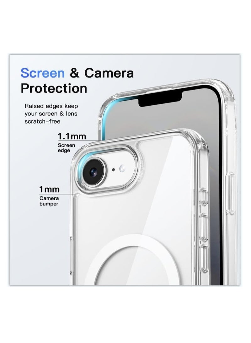 TIGER iPhone 16E Clear Magnetic Case | MagSafe Compatible Shockproof Cover | Crystal Clear Hard Back & Soft Silicone Frame | Slim Transparent Protective Case for Apple iPhone 16E | Anti-Yellowing Scratch-Resistant Design | Wireless Charging Friendly & Secure Grip - Image 2