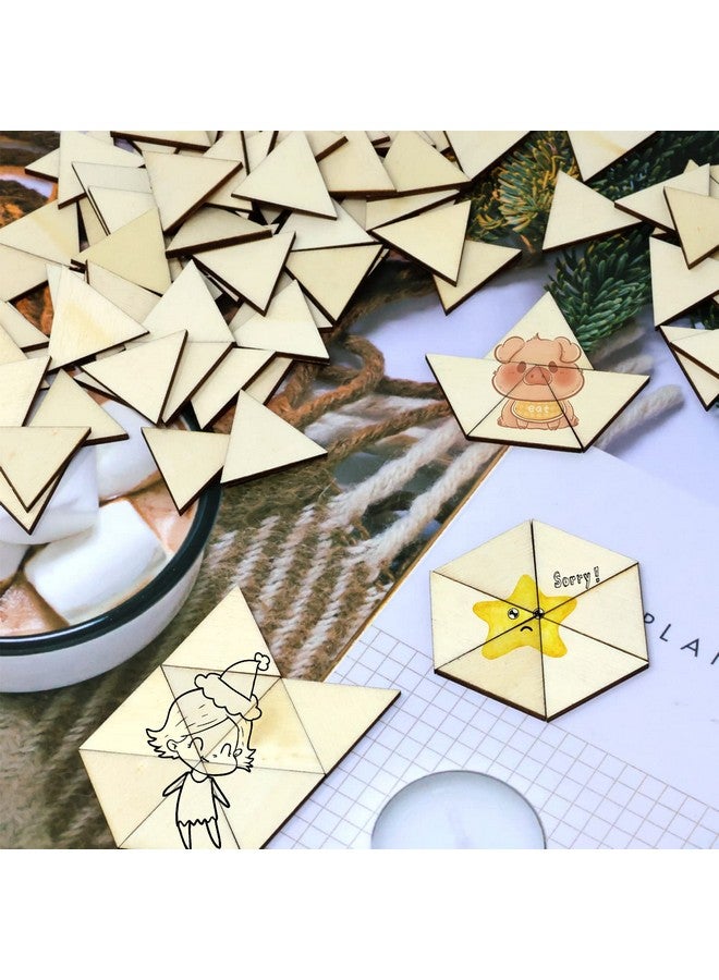 يوتون 100 قطعة من قطع الخشب الفارغة غير المكتملة على شكل مثلث مقاس 30 مم/1.2 بوصة، شرائح خشبية، رقائق خشبية، زينة للحرف اليدوية والديكور المنزلي وألعاب الطاولة والتعليم في مرحلة الطفولة المبكرة وما إلى ذلك - Image 4