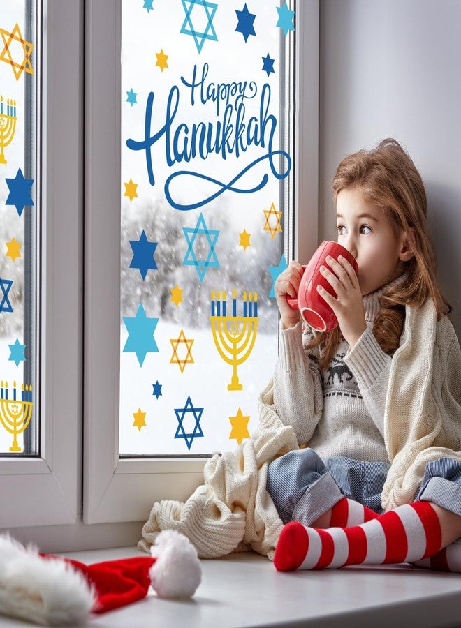 Whaline 9 Sheet Hanukkah Window Clings Menorah Star Window Decals Chanukah Static Window Stickers Decor for Home School Party Supplies, 7.8 x 11.8 Inch - Image 5