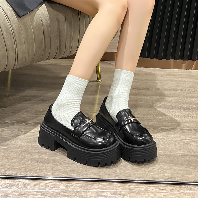 Augusto Platform Loafers Women'S 2020 Autumn New British Style Japanese Style Jk French Style Leather Shoes Ins - Image 5