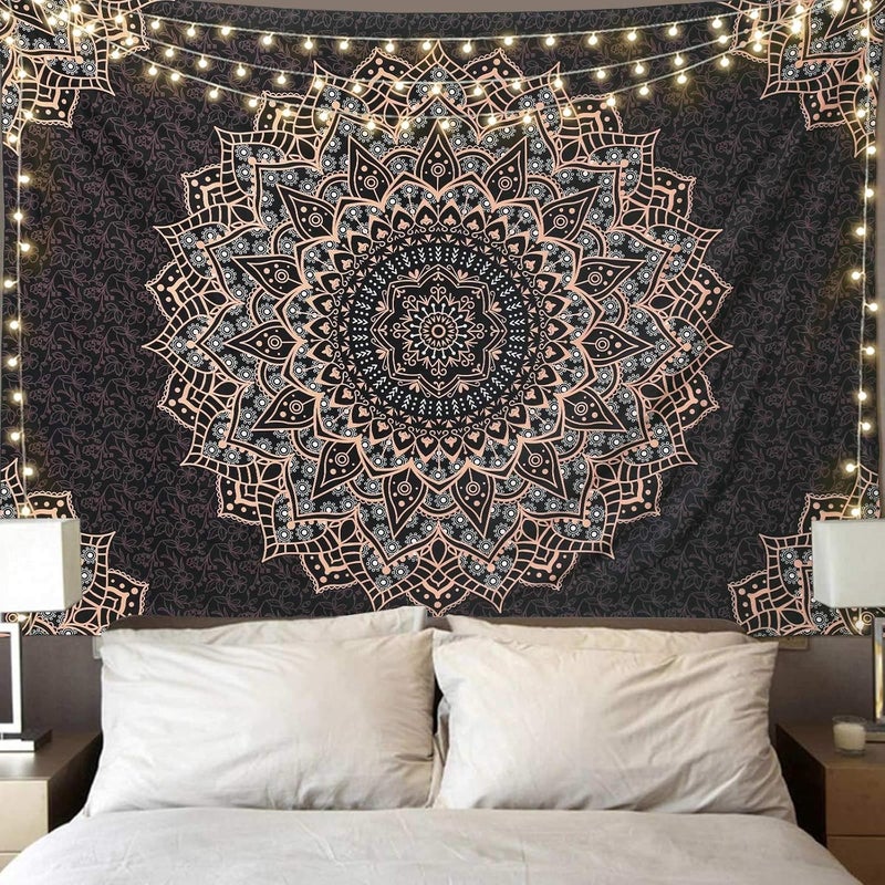 Edeesky Black Mandala Tapestry Wall Hanging Psychedelic Wall Tapestry Aesthetic Indian Hippie Decor Bohemian Art Boho Home Decoration for Bedroom,Living Room,Dorm - Image 1