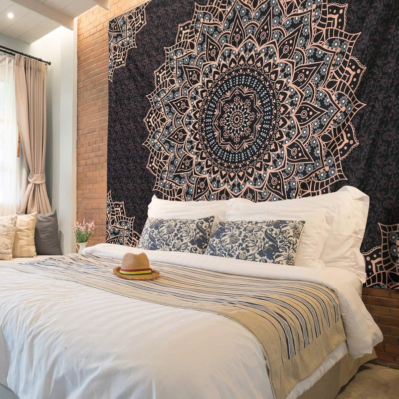 Edeesky Black Mandala Tapestry Wall Hanging Psychedelic Wall Tapestry Aesthetic Indian Hippie Decor Bohemian Art Boho Home Decoration for Bedroom,Living Room,Dorm - Image 3