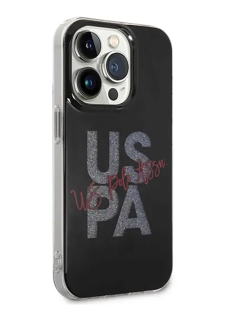 يو اس بولو IML غطاء حماية صلب لامع لهاتف آيفون 15 برو - أسود - Image 3