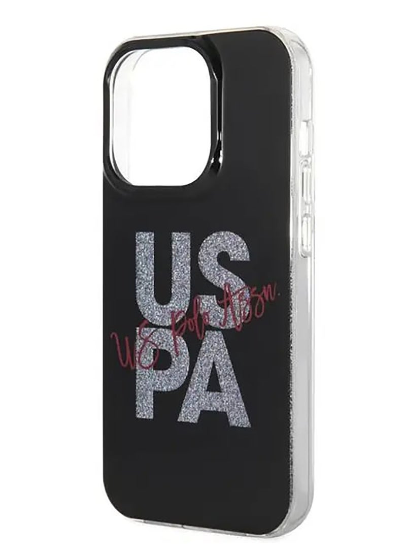 يو اس بولو IML غطاء حماية صلب لامع لهاتف آيفون 15 برو - أسود - Image 4