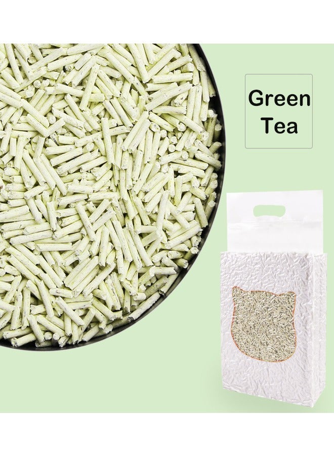 زي سي إم - هابي عبوة من قطعتين من مزيل الروائح الكريهة القابل للتحلل الحيوي من توفو القطط، عطر ماص ناعم وطبيعي، 4.4 كجم (نكهة الشاي الأخضر) - Image 2