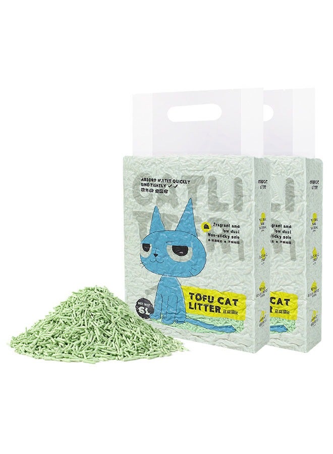 زي سي إم - هابي عبوة من قطعتين من مزيل الروائح الكريهة القابل للتحلل الحيوي من توفو القطط، عطر ماص ناعم وطبيعي، 4.4 كجم (نكهة الشاي الأخضر) - Image 1
